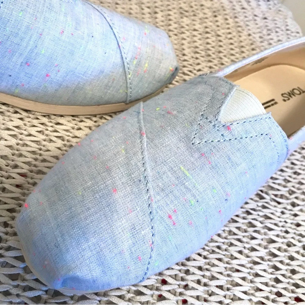 NWT Toms Alpargata Flats in Light Blue Speckled Linen